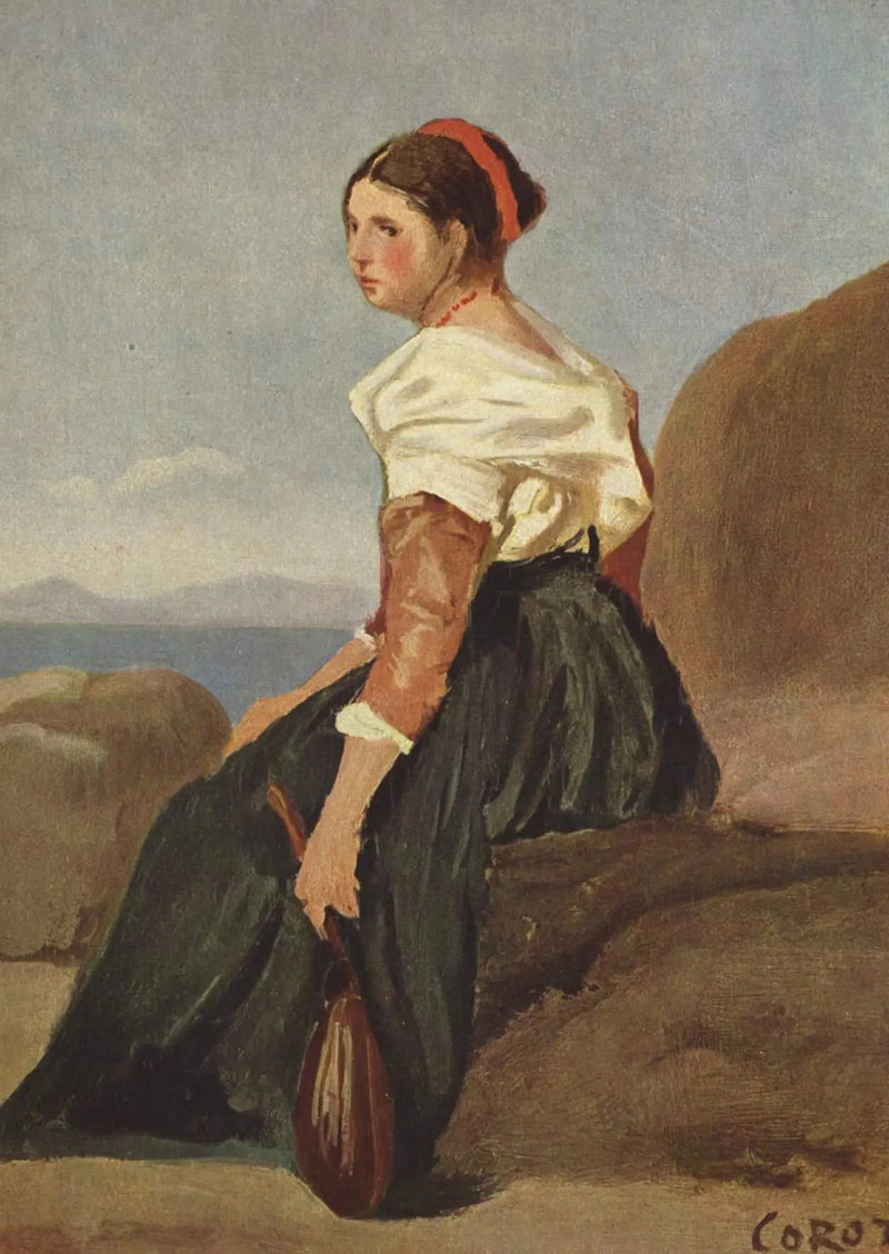 Mulher com mandolina - Jean-Baptiste Camille Corot
