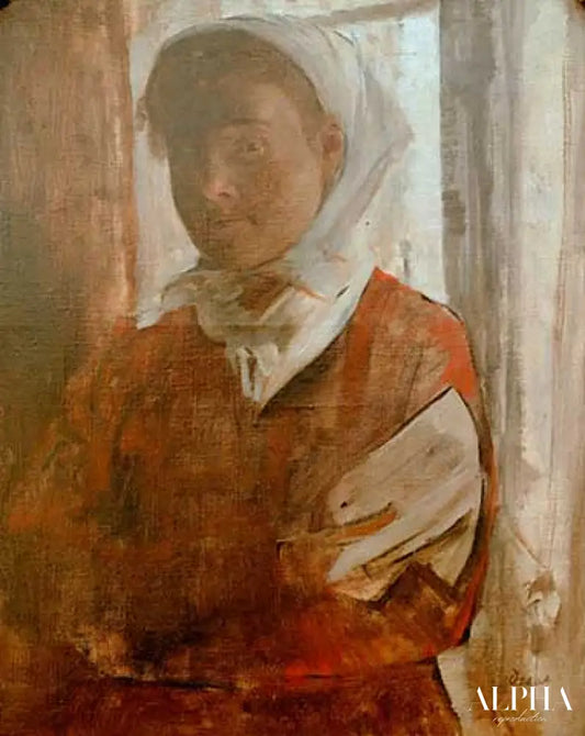 Femme avec un foulard blanc  - Edgar Degas - Reproductions de tableaux et peintures haut de gamme