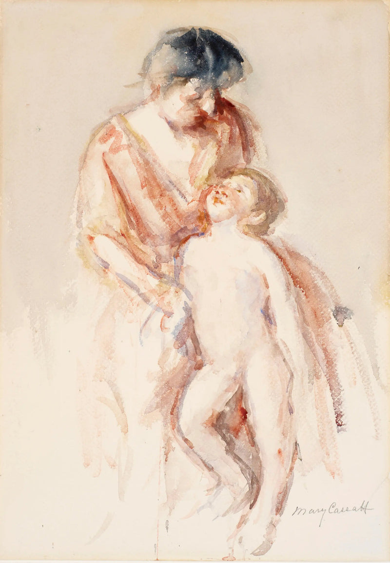 Mulher com um menino nu à sua esquerda - Mary Cassatt