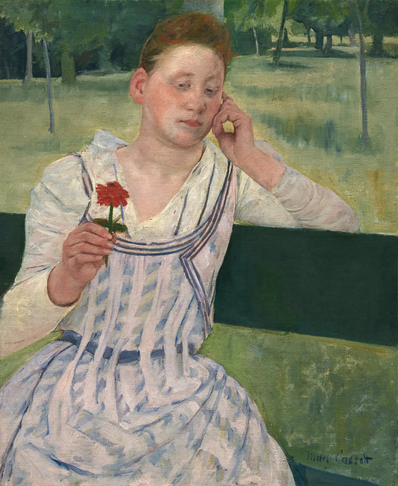 Mulher com um zínia vermelho - Mary Cassatt