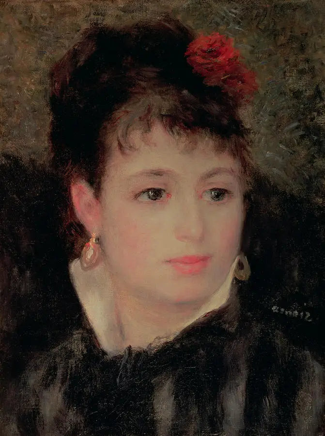 Mulher com uma rosa no cabelo - Pierre-Auguste Renoir