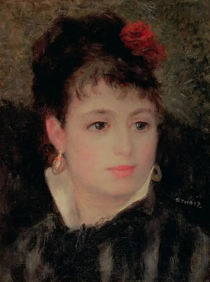 Mulher com uma rosa no cabelo - Pierre-Auguste Renoir
