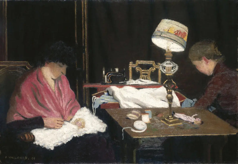 Mulher, xale rosa, primo com abajur - Félix Vallotton
