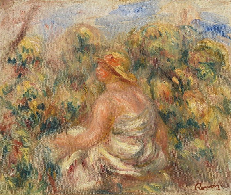 Mulher com chapéu em uma paisagem - Pierre-Auguste Renoir