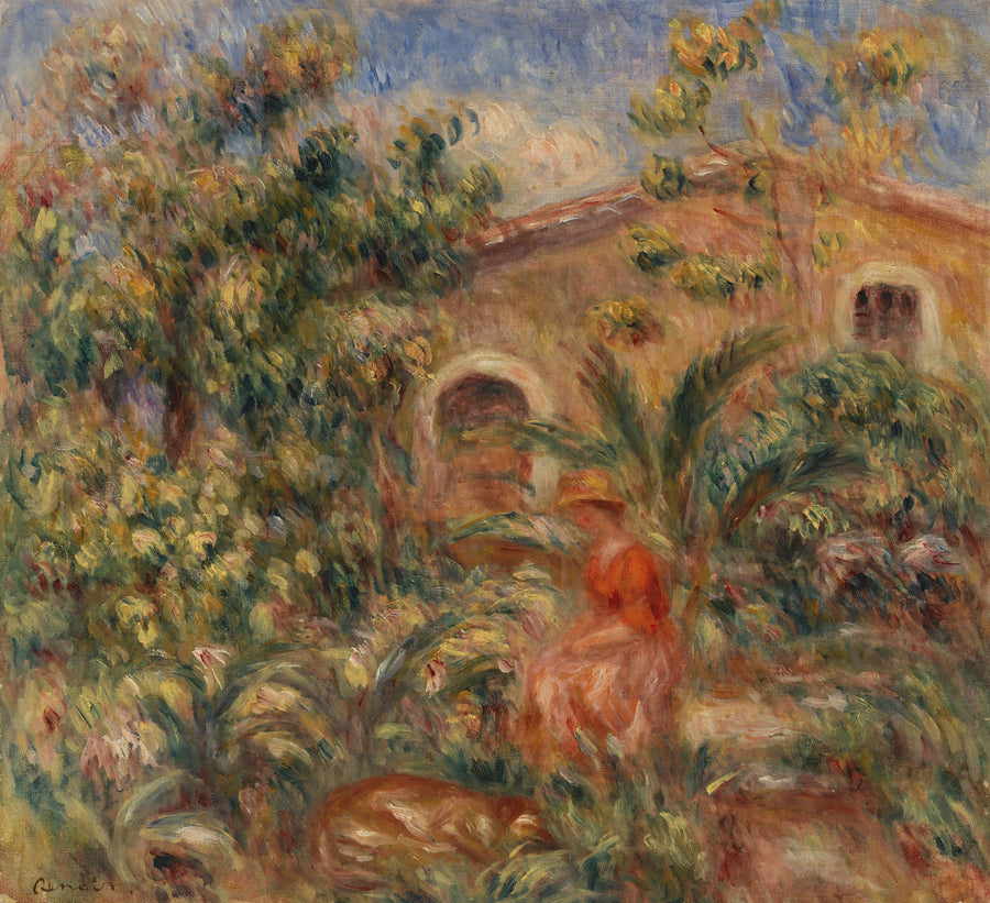 Paisagem com mulher e cachorro (Mulher e cachorro em uma paisagem) - Pierre-Auguste Renoir