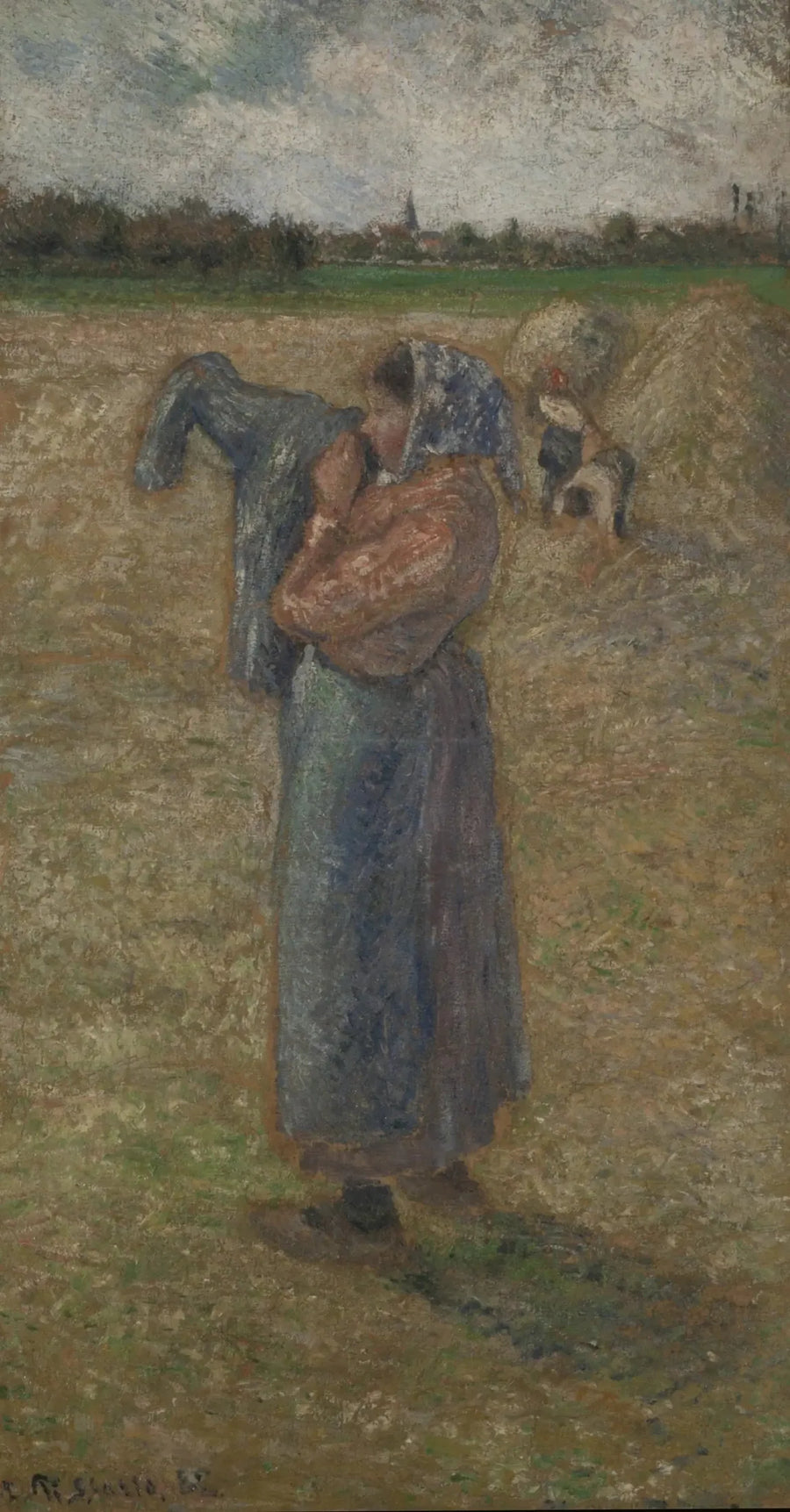 Mulher em um campo - Camille Pissarro