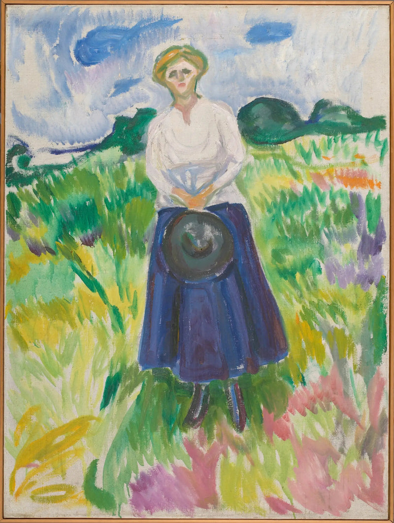 Mulher em um prado verde - Edvard Munch