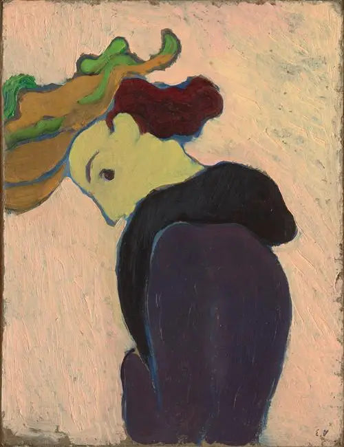 Femme de profil au chapeau vert - Édouard Vuillard image 1 copie peinte à la main à l’huile