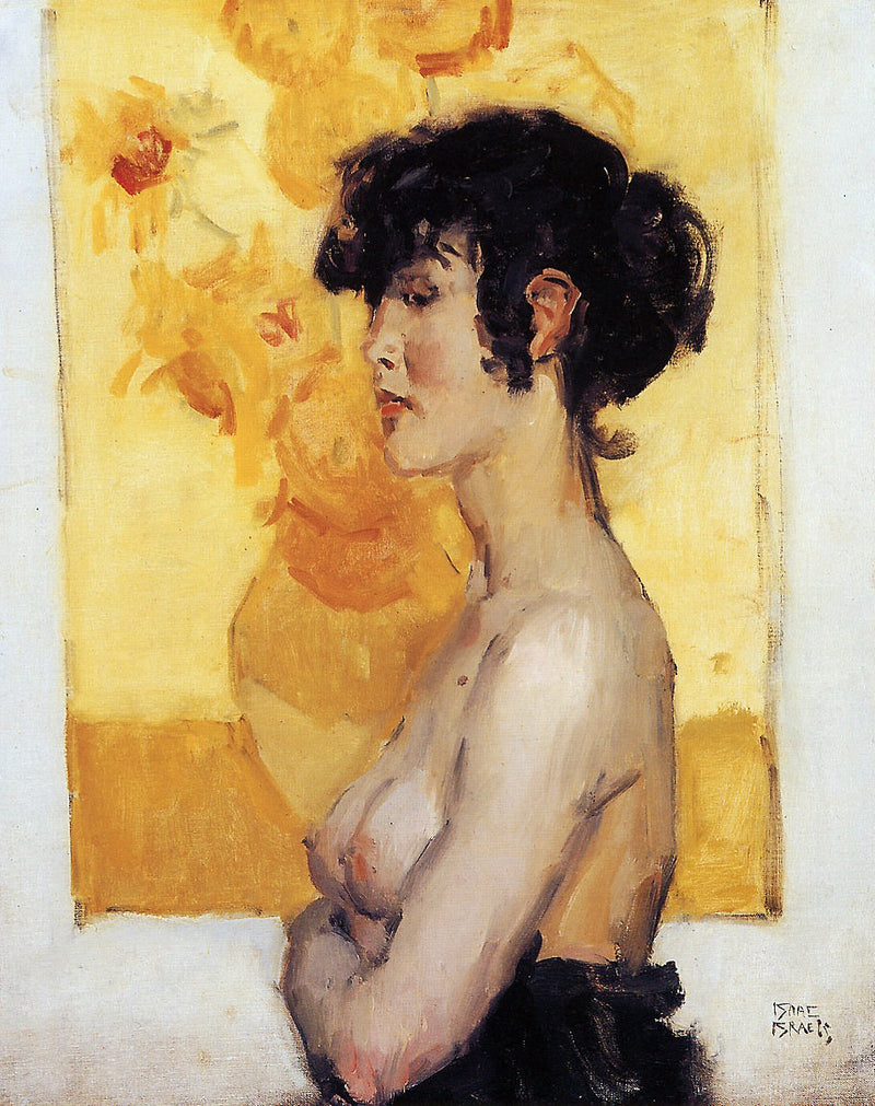 Mulher, de perfil diante dos Girassóis de Van Gogh - Isaac Israëls
