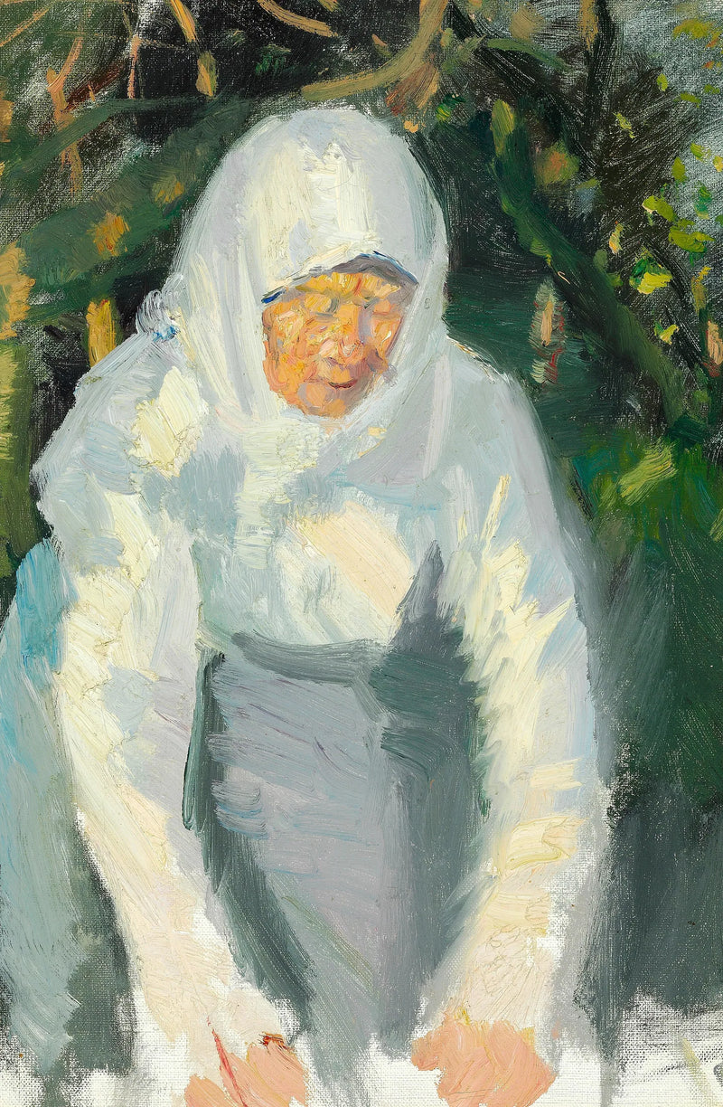 Mulher de Skagen com um lenço branco. - Anna Ancher