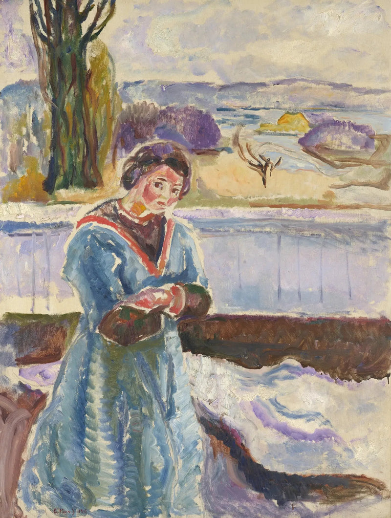 Mulher em pé com os braços cruzados - Edvard Munch