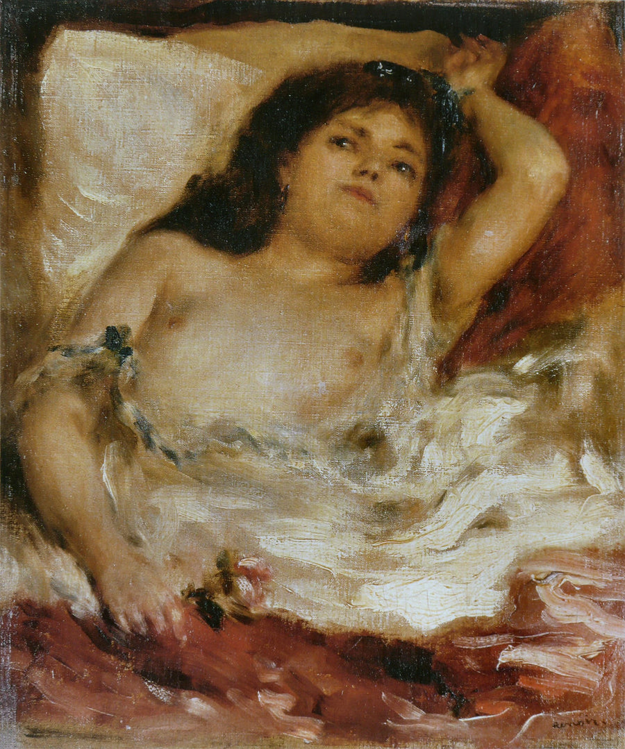 Mulher semi-nua deitada: a rosa - Pierre-Auguste Renoir