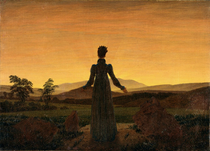 Mulher diante do pôr do sol - Caspar David Friedrich