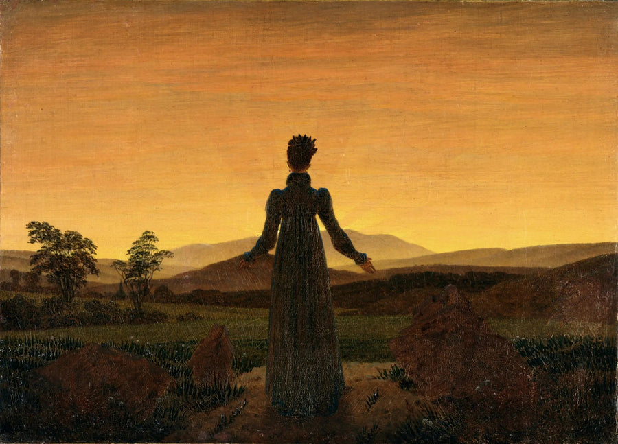 Mulher diante do pôr do sol - Caspar David Friedrich
