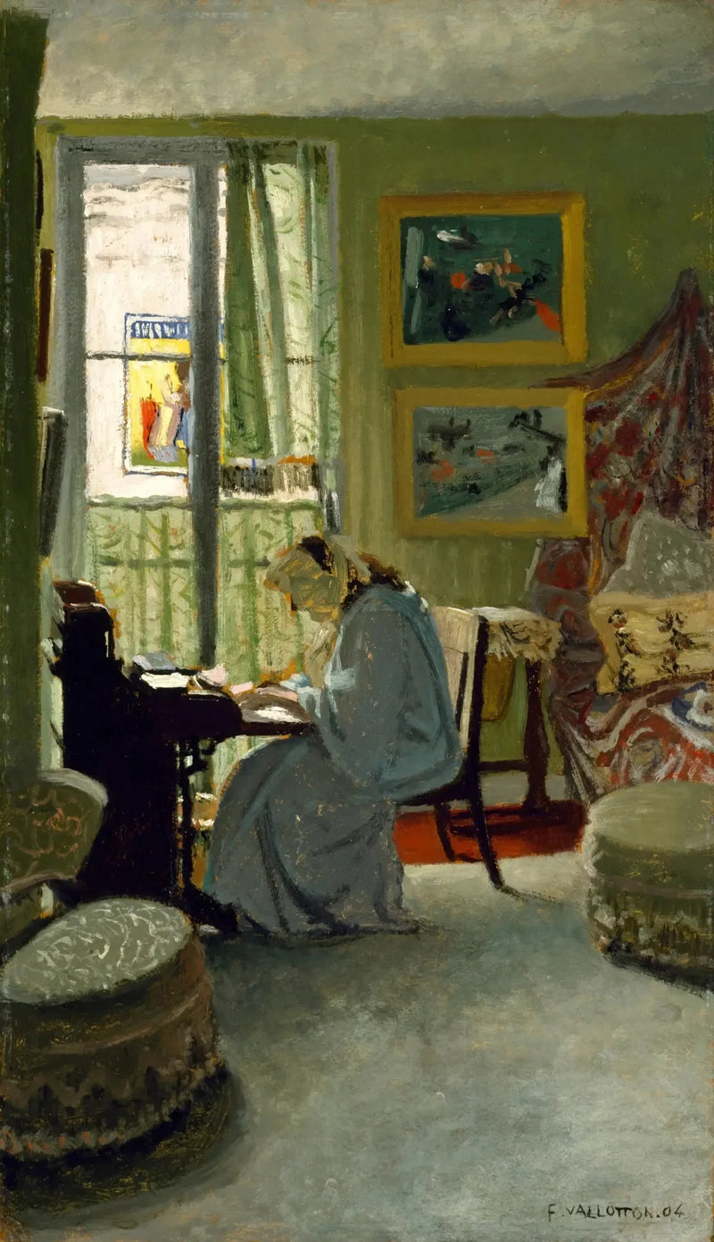 Mulher escrevendo em um interior - Félix Vallotton