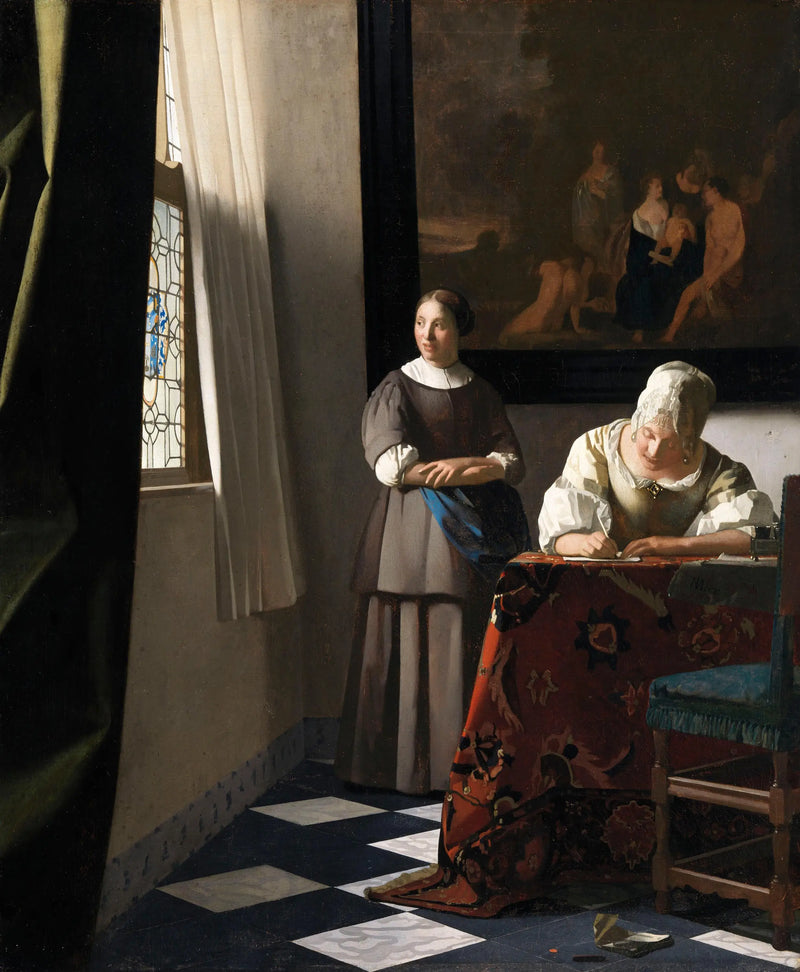 Mulher escrevendo uma carta e sua criada - Johannes Vermeer
