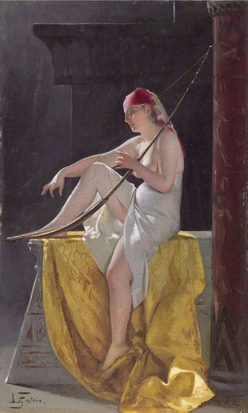 Mulher egípcia com uma harpa - Luis Ricardo Falero
