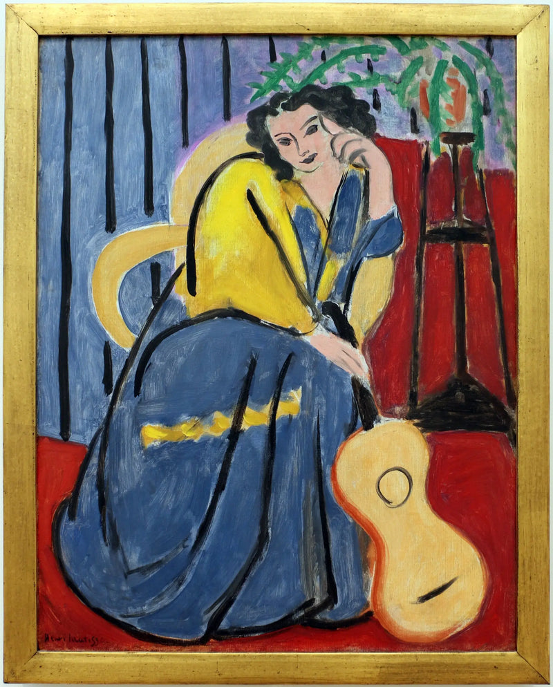 Mulher em amarelo e azul com guitarra - Henri Matisse
