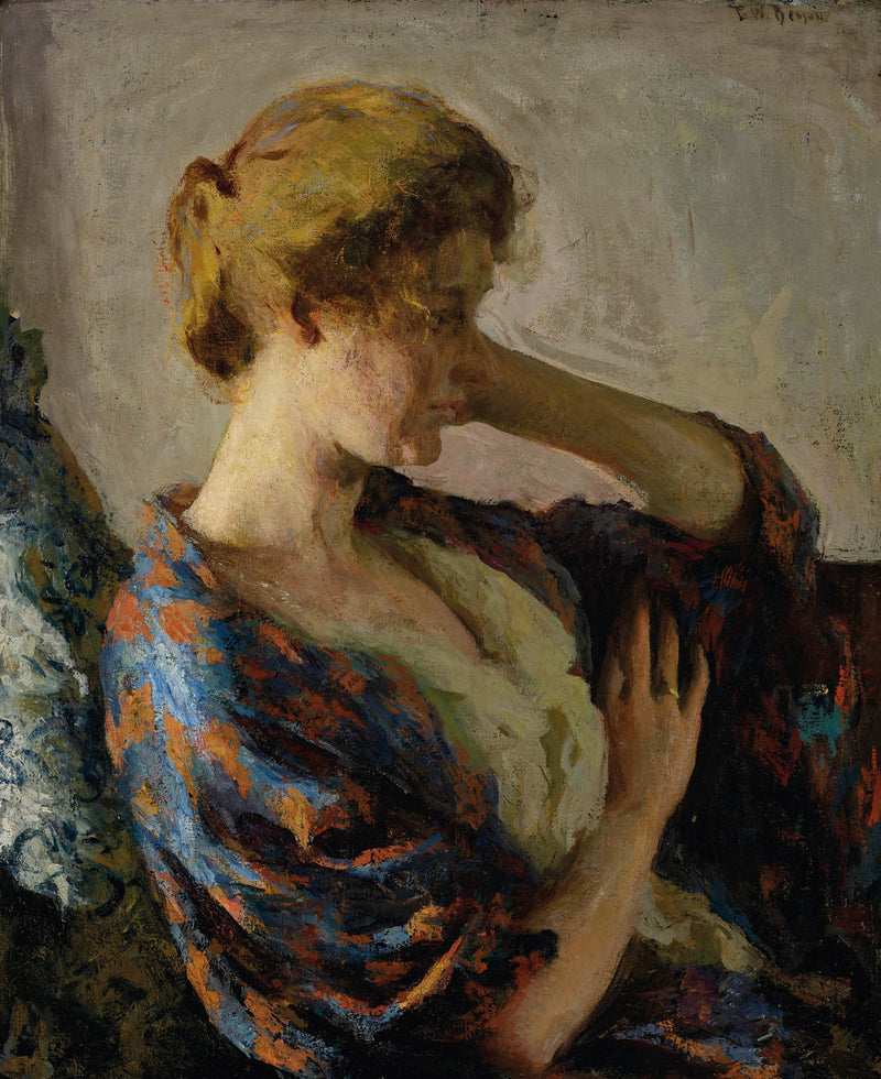 Mulher de quimono azul - Frank Weston Benson
