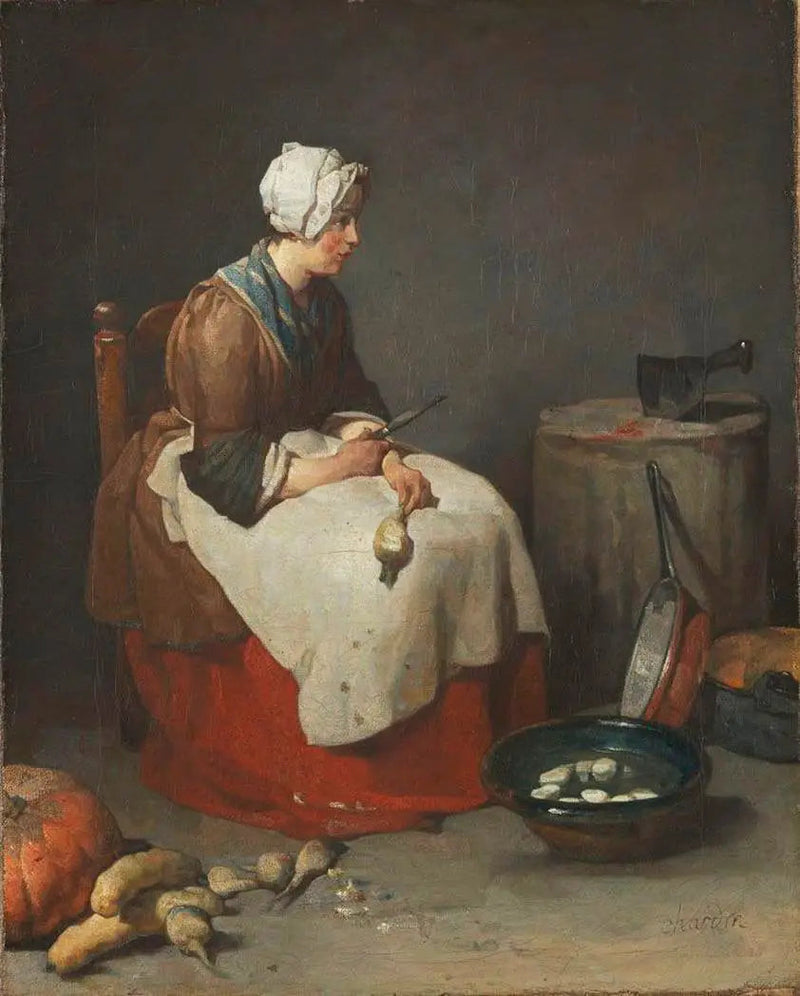 Mulher descascando nabos - Jean Simeón Chardin