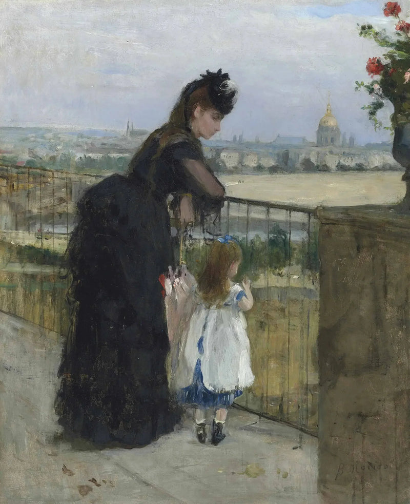 Mulher e criança na varanda - Berthe Morisot