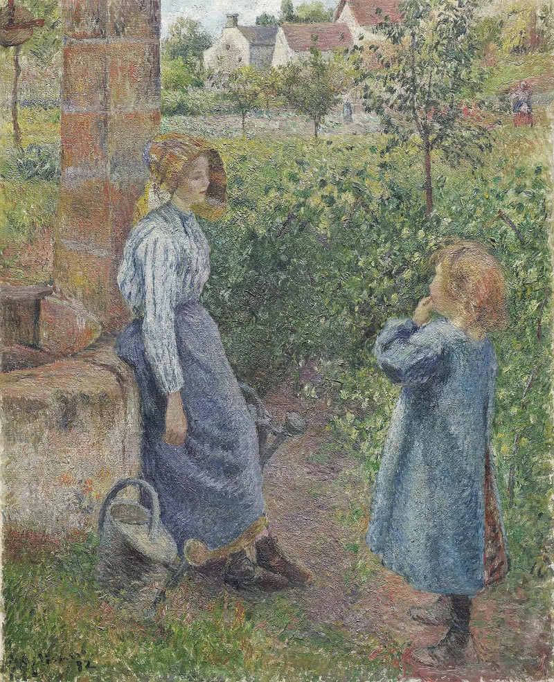 Mulher e criança no poço - Camille Pissarro