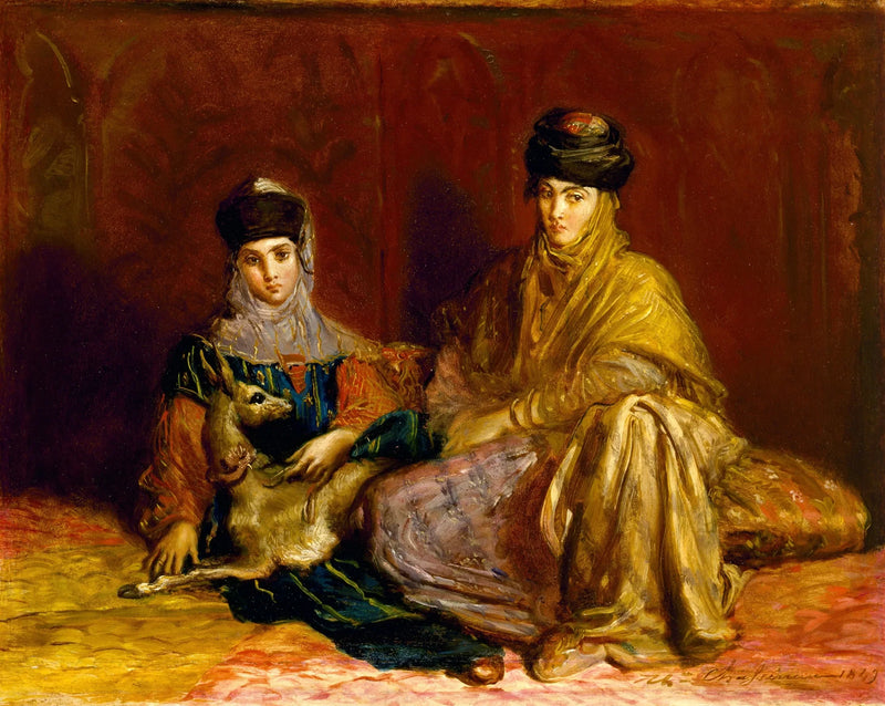 Mulher e menina de Constantin com uma gazela - Théodore Chassériau