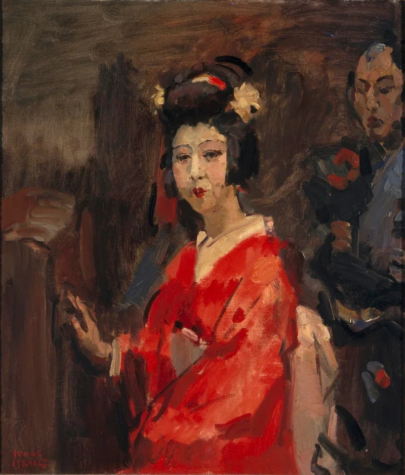 Mulher japonesa em quimono vermelho - Isaac Israëls