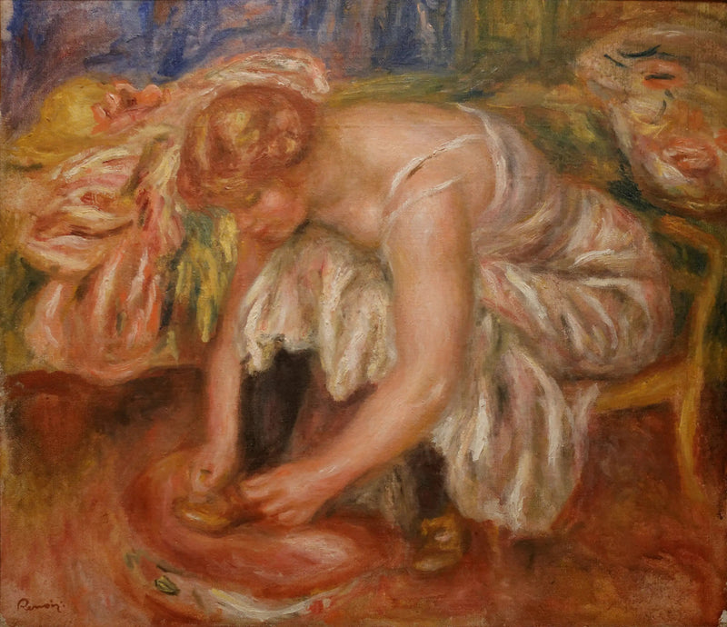 Mulher amarrando seus sapatos - Pierre-Auguste Renoir