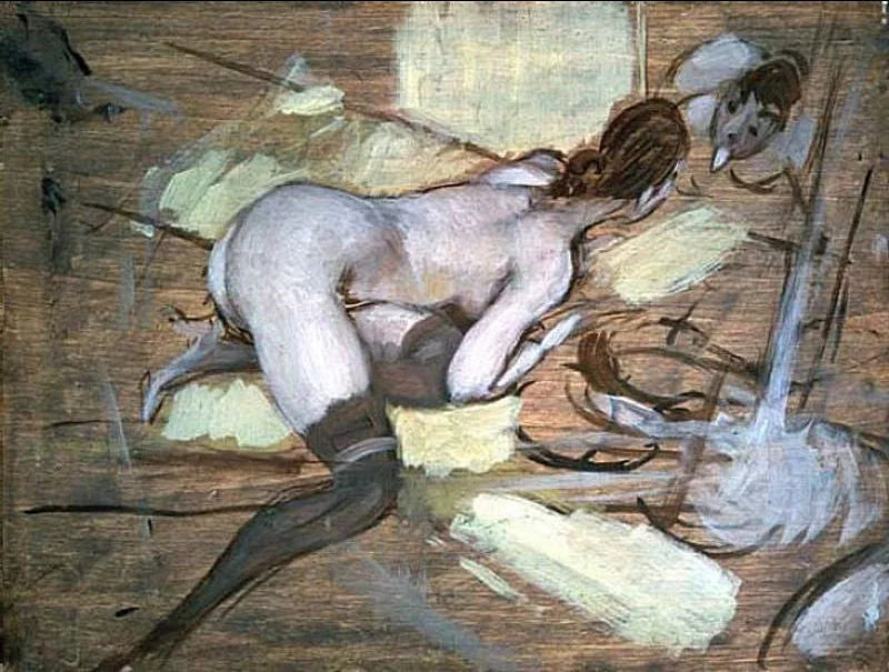 Mulher nua deitada sobre almofadas amarelas - Giovanni Boldini