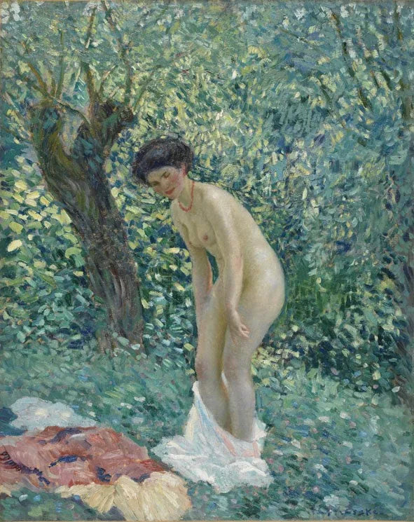 Mulher nua em uma floresta - Frederick Carl Frieseke