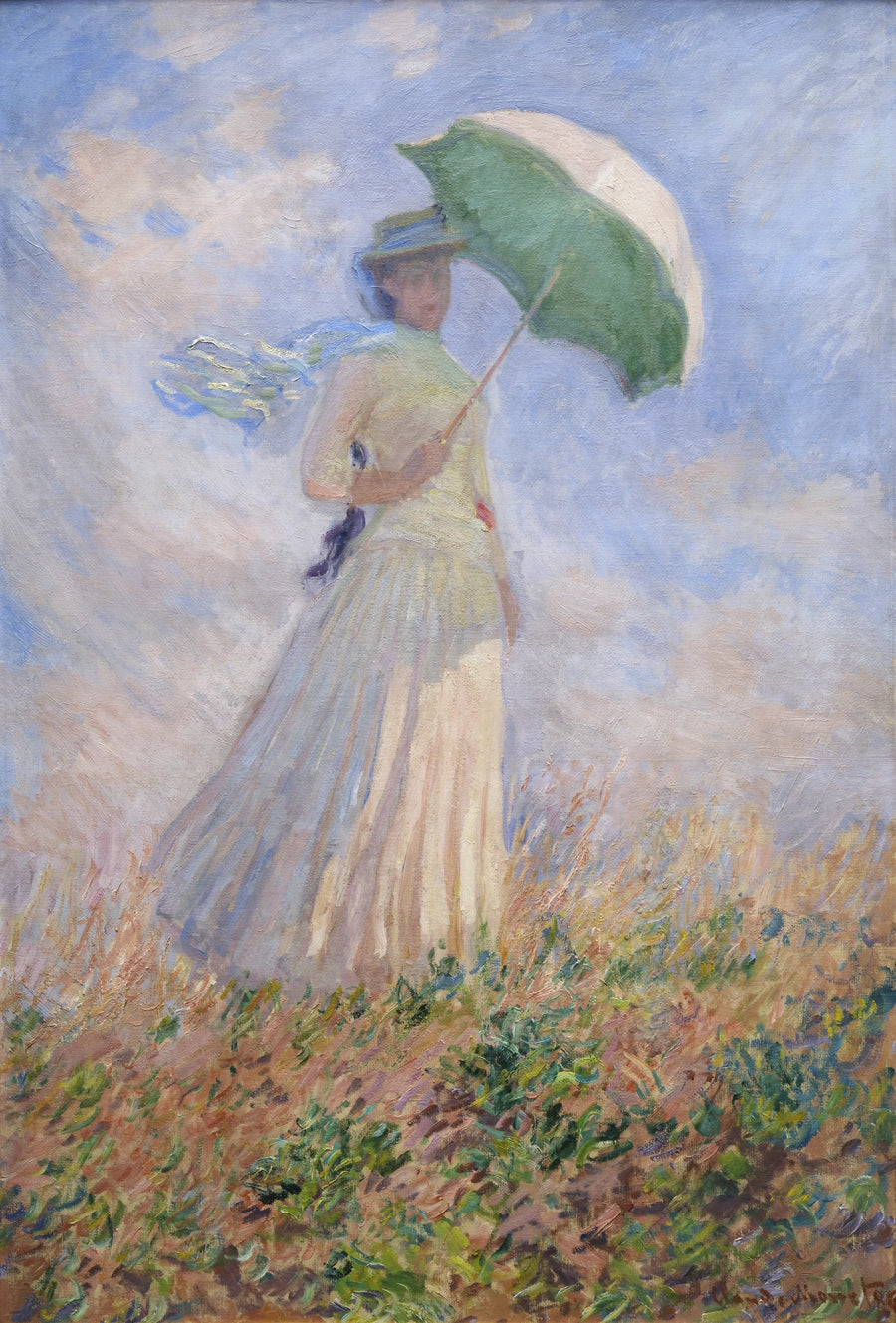 Mulher com guarda-chuva voltado para a direita W1076 - Claude Monet