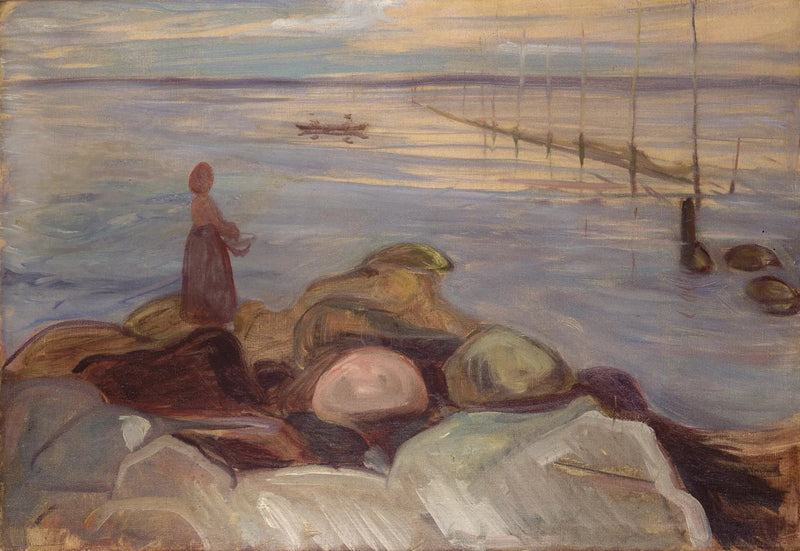 Mulher perto do mar em Åsgardstrand - Edvard Munch