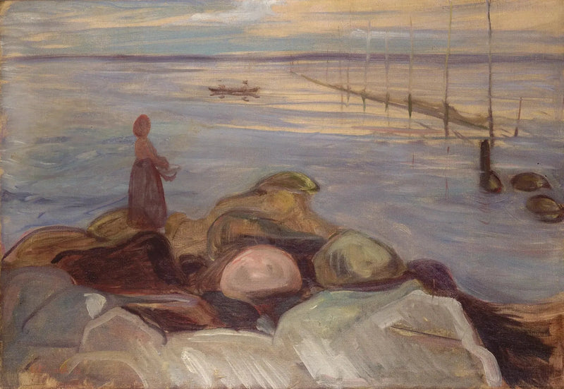 Mulher perto do mar em Åsgardstrand - Edvard Munch