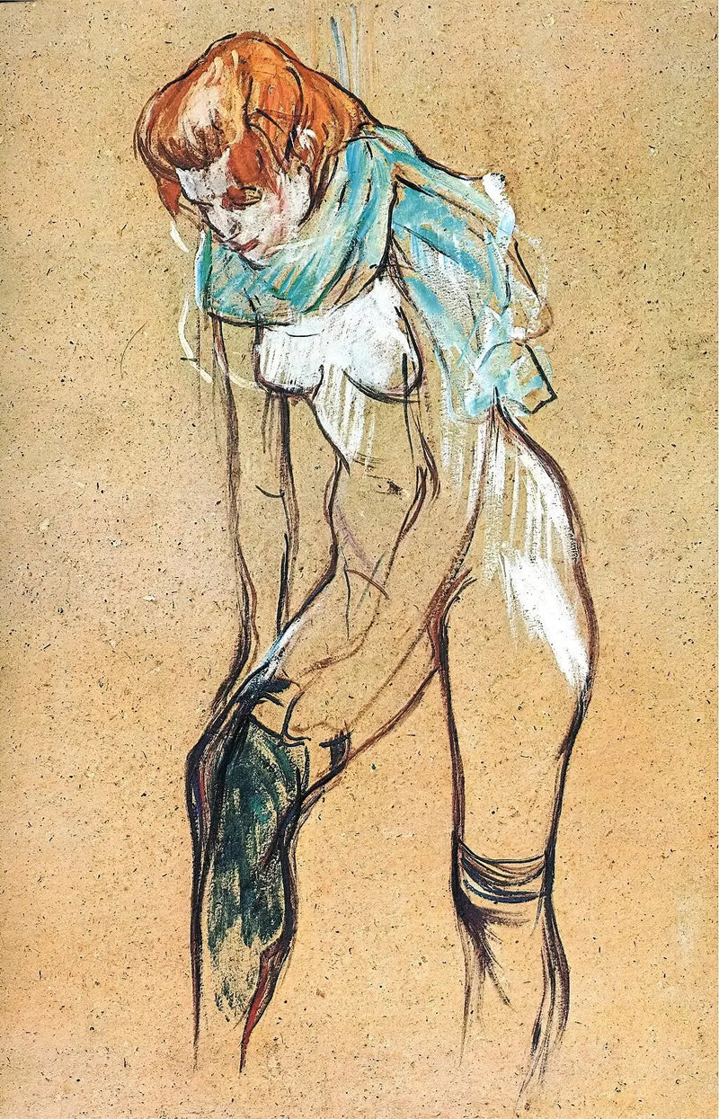 Mulher puxando sua meia - Henri de Toulouse-Lautrec