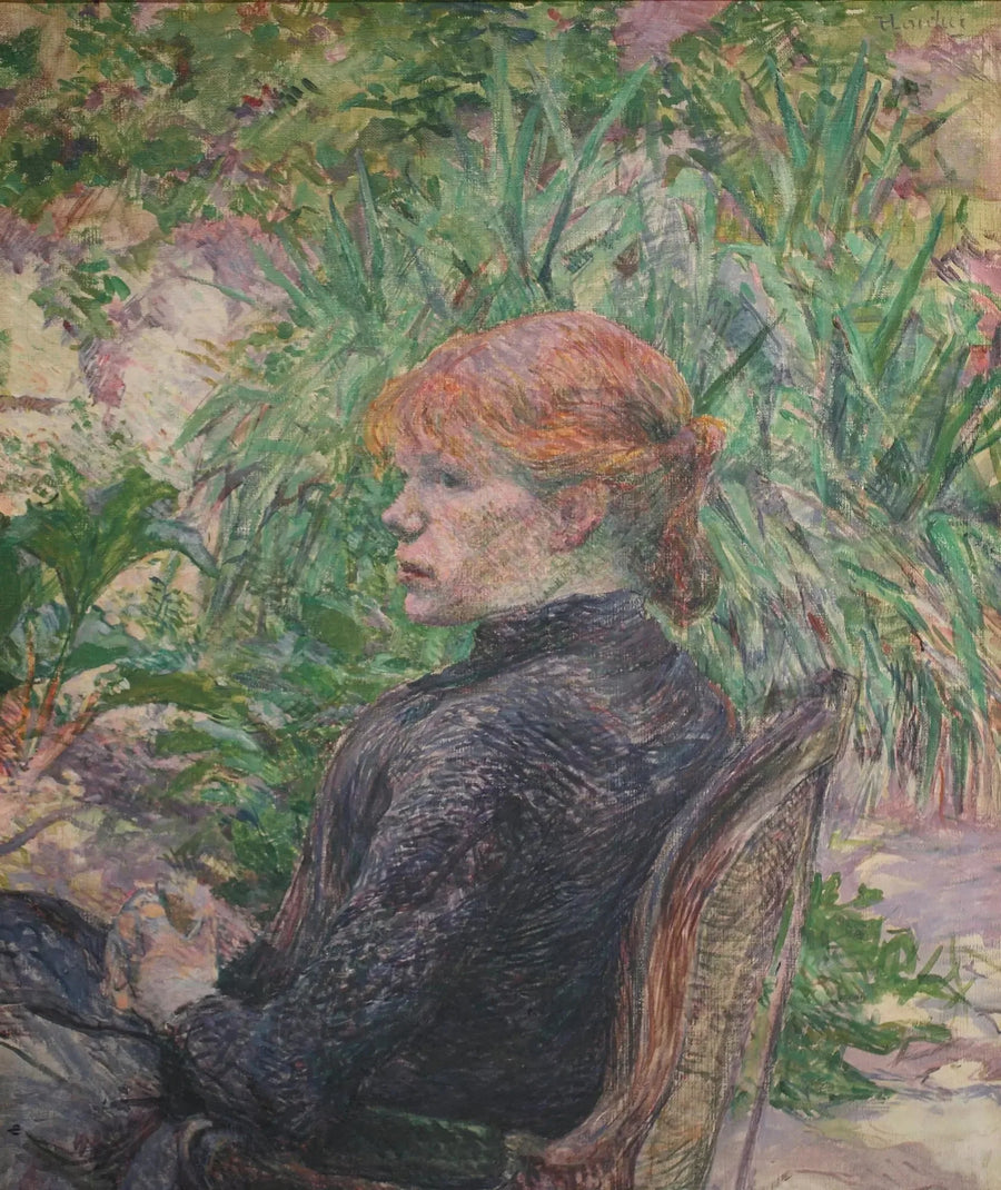 Mulher ruiva sentada no jardim do Sr. Forest - Henri de Toulouse-Lautrec