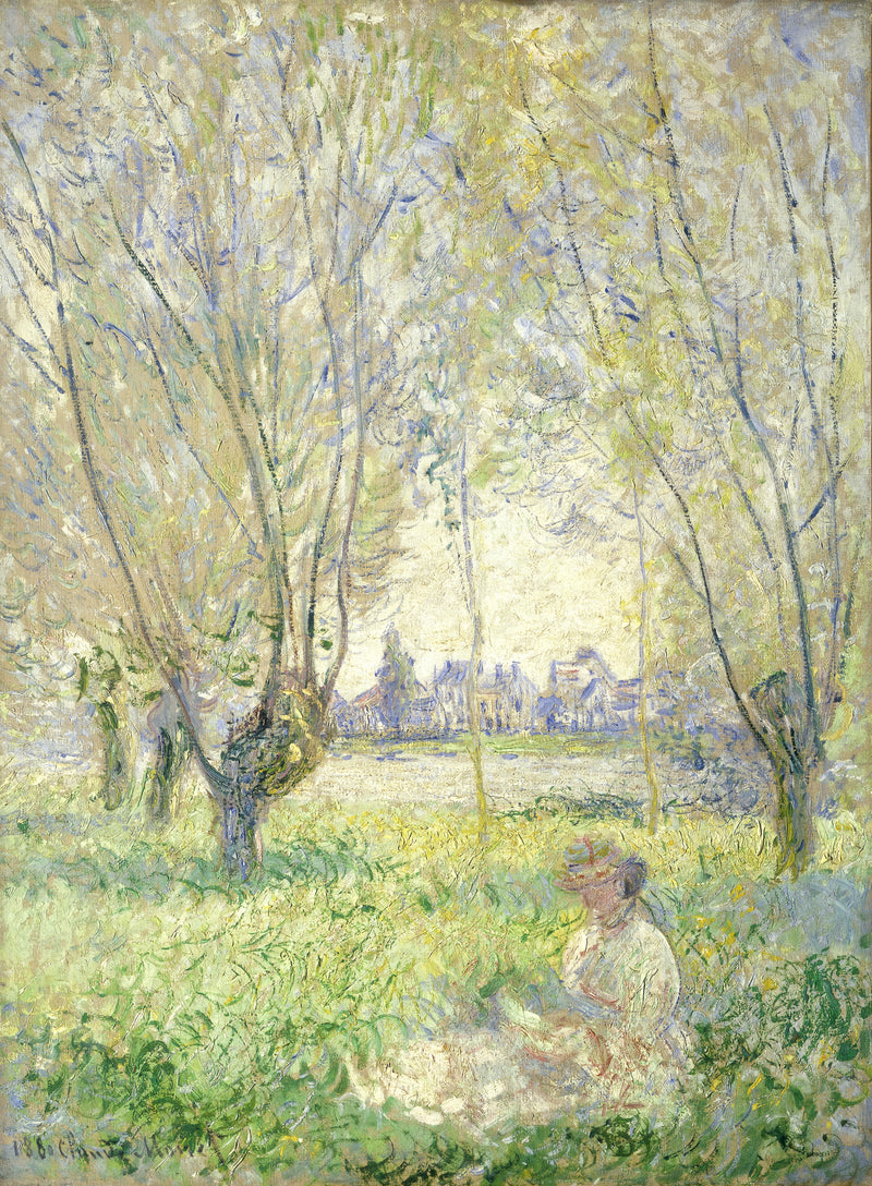 Mulher sentada sob os salgueiros (W613) - Claude Monet