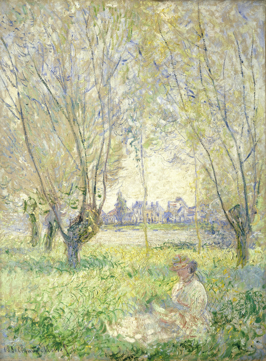 Uma mulher sentada sob os salgueiros - Claude Monet