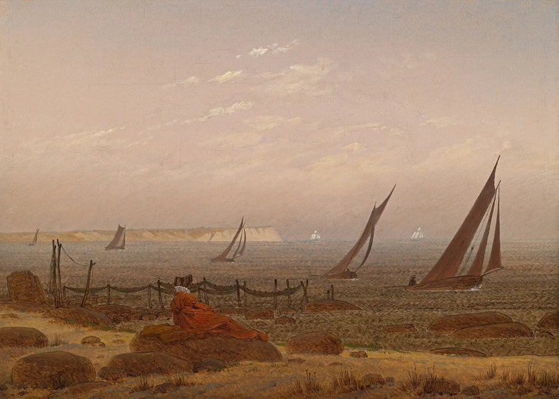Mulher na praia de Rügen - Caspar David Friedrich
