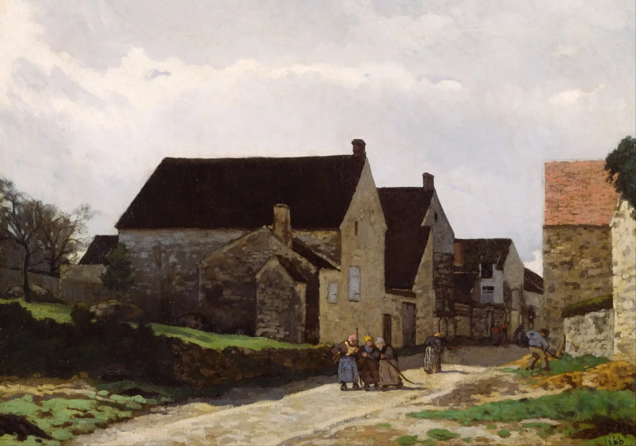 Mulheres indo para o bosque, paisagem - Alfred Sisley