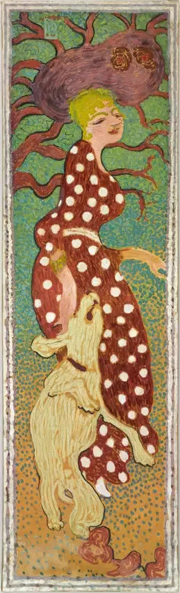 Mulheres no jardim: mulher com vestido de bolinhas brancas - Pierre Bonnard