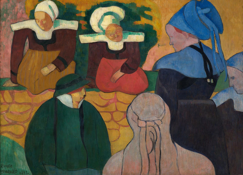 Mulheres bretonas diante de uma parede - Émile Bernard