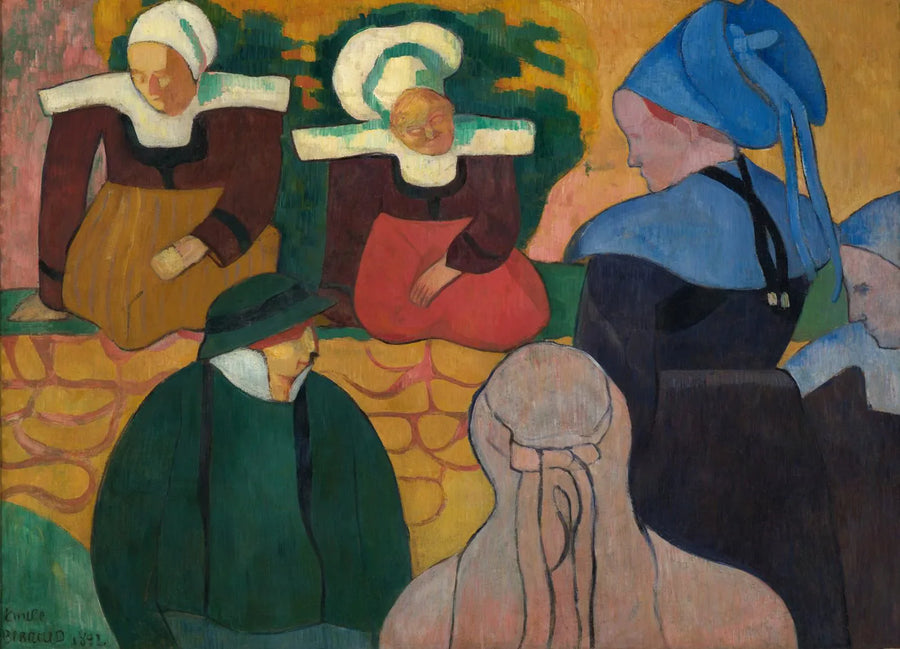Mulheres bretonas diante de uma parede - Émile Bernard