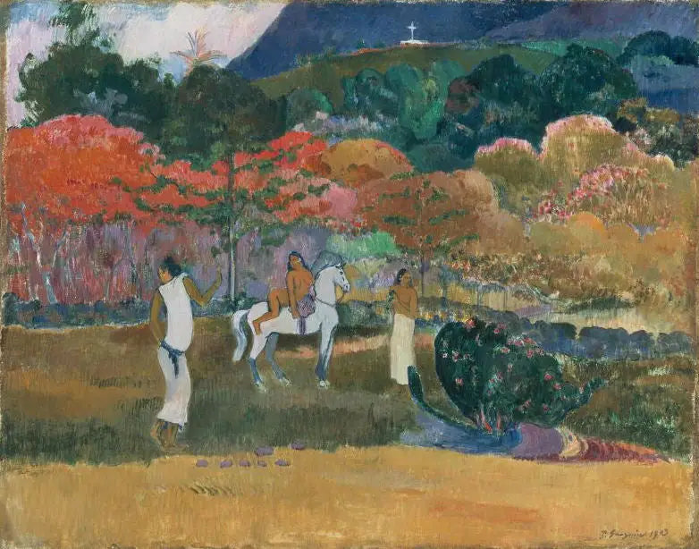 Mulheres e cavalo branco - Paul Gauguin