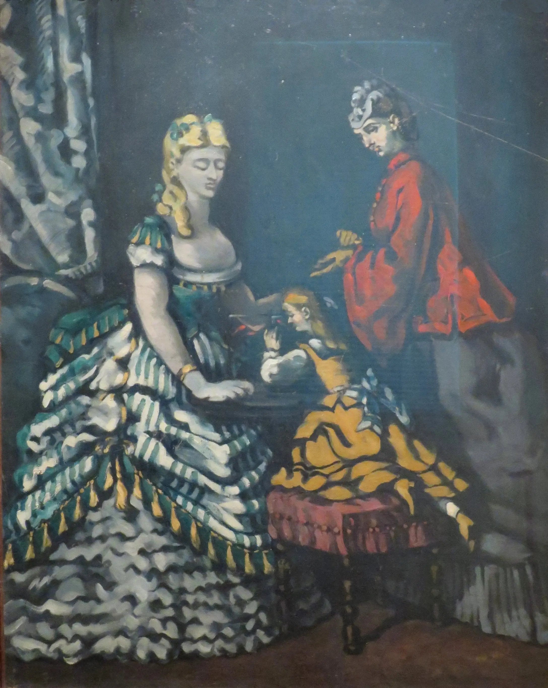 Reproduction du tableau « Femmes et fillette dans un intérieur - Paul Cézanne » par Alpha Reproduction en peinture à l’huile