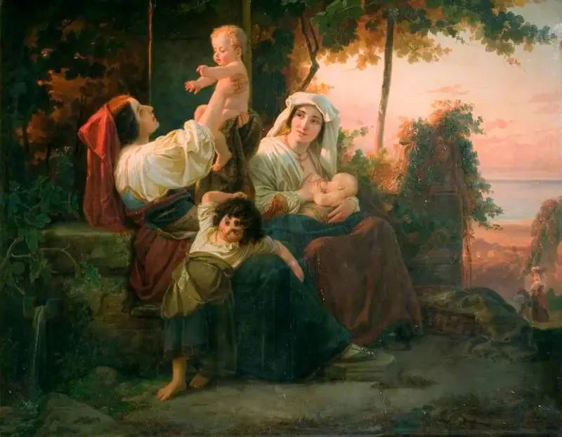Mulheres italianas em um vinhedo perto de Roma - Julius Schrader