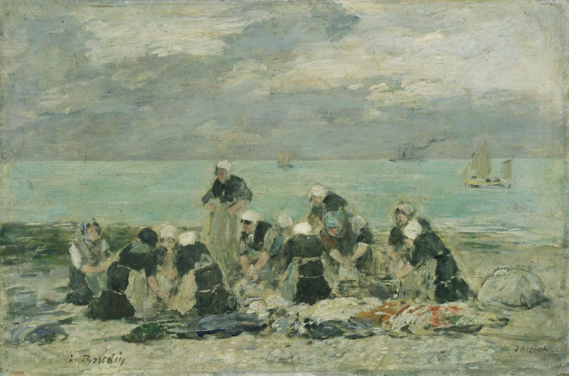 Mulheres lavando roupa em Étretat - Eugène Boudin