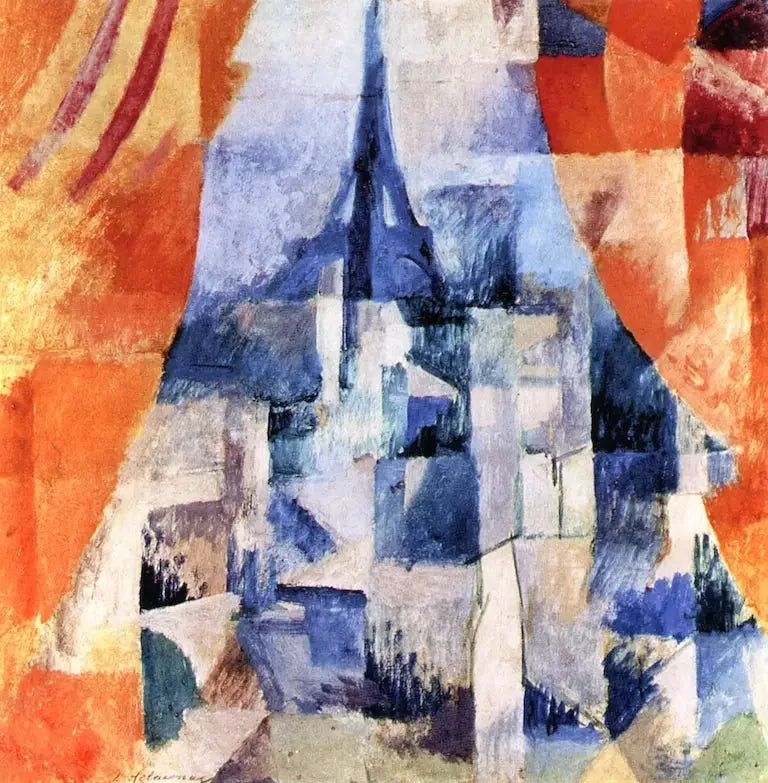 Janela com cortinas laranja - Robert Delaunay