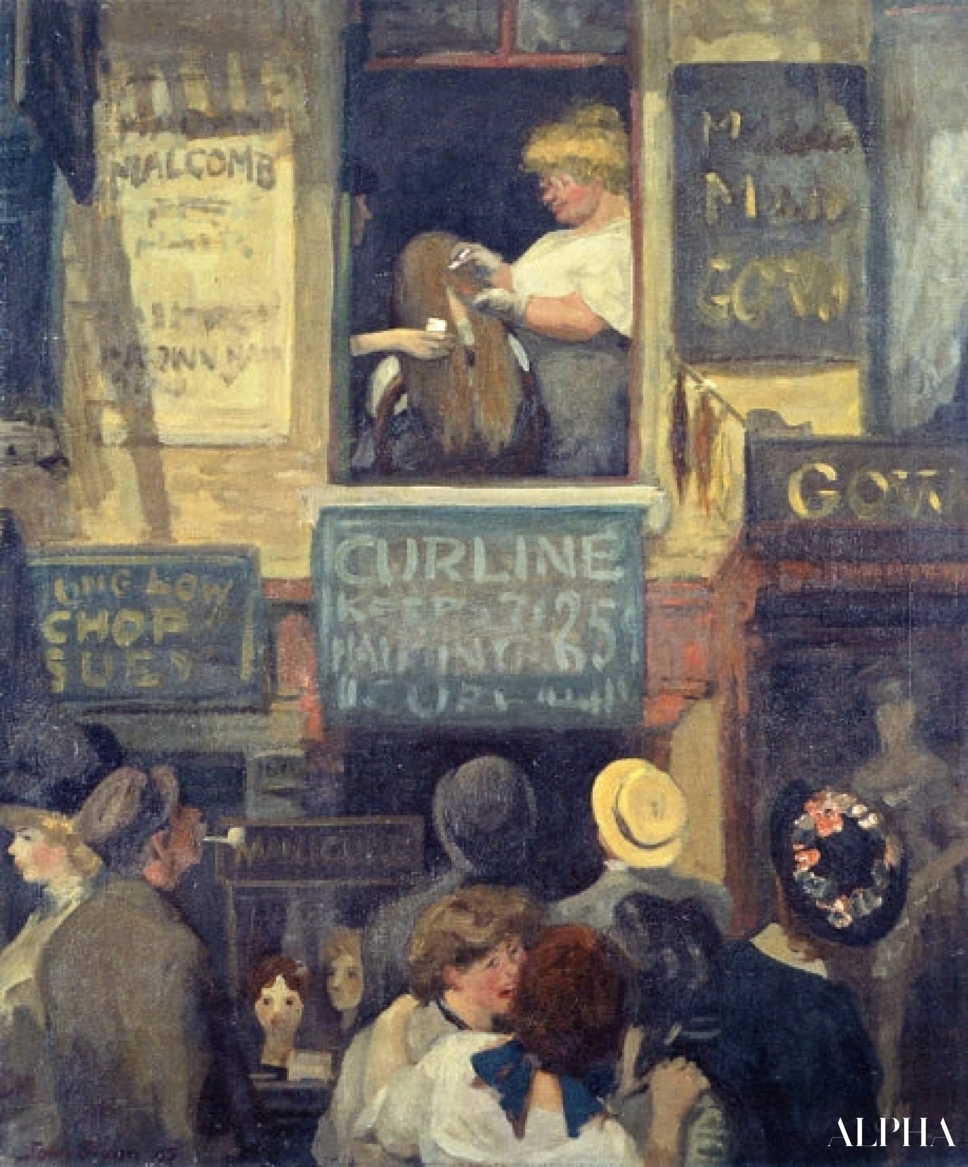 Fenêtre du salon de coiffure - John Sloan - Reproductions de tableaux et peintures haut de gamme
