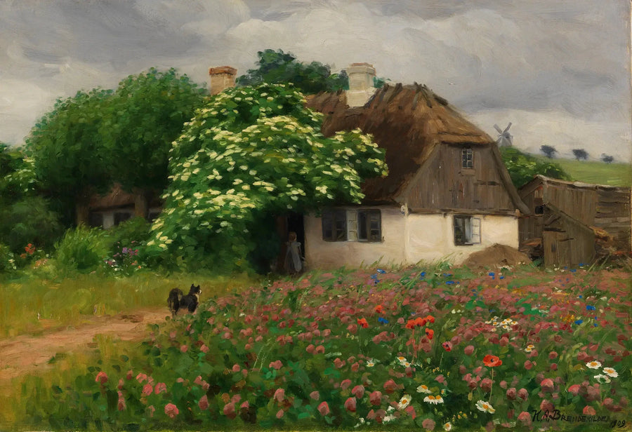 Fazenda com flores do campo - H. A. Brendekilde